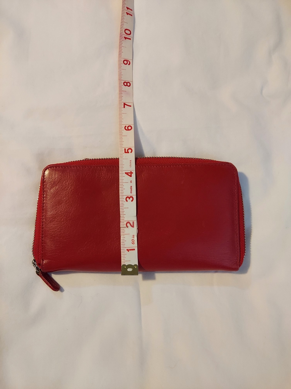 Barneys New York Vibrant Red Pebbled Leather Zip Around Wallet - Picture 7 of 9